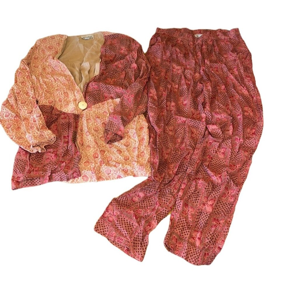 Acrobat Womens Viscose Printed Two-Piece Outfit M Made In India Red & Pink